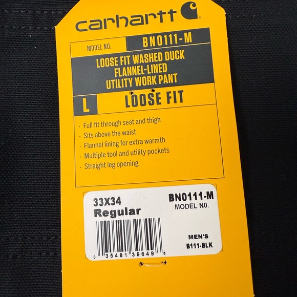 Carhartt Washed Duck Flannel Lined Loose Fit Utility Work Pants NWT - Picture 2 of 6